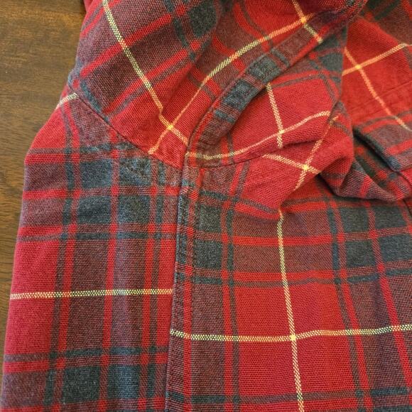 L.L.Bean Men's Heavy Weight Cotton Plaid Shirt Red Size L Tall - Picture 6 of 11